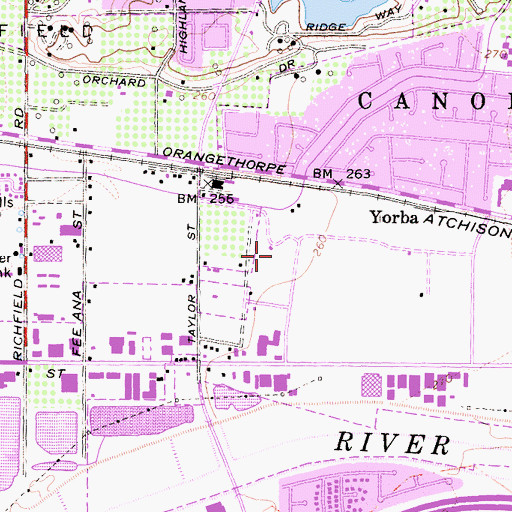 Topographic Map of KORG-AM (Anaheim), CA