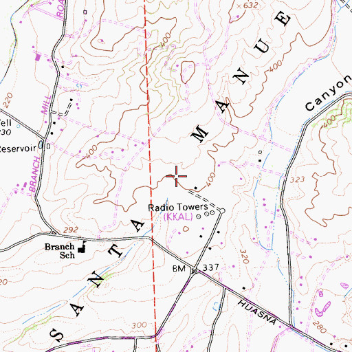 Topographic Map of KKAL-AM (Arroyo Grande), CA