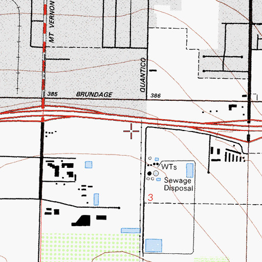 Topographic Map of KERN-AM (Bakersfield), CA