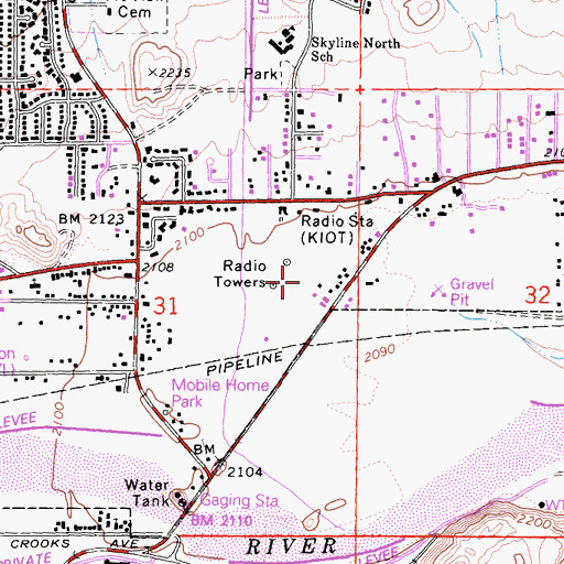 Topographic Map of KIQQ-AM (Barstow), CA