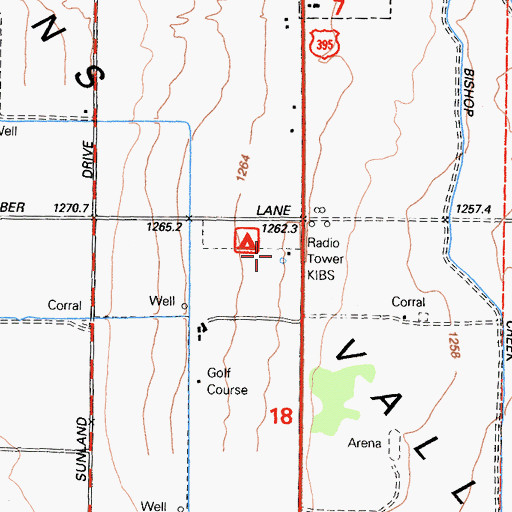 Topographic Map of KBOV-AM (Bishop), CA