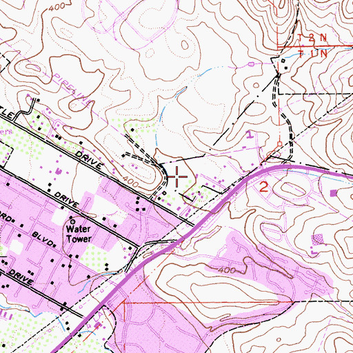 Topographic Map of KWUN-AM (Concord), CA