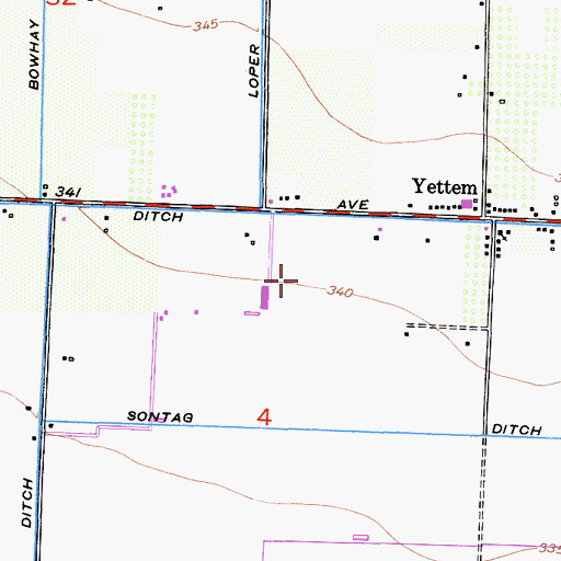 Topographic Map of KRDU-AM (Dinuba), CA