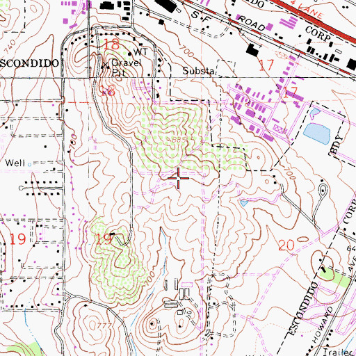 Topographic Map of KSPA-AM (Escondido), CA