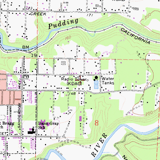 Topographic Map of KDAC-AM (Fort Bragg), CA