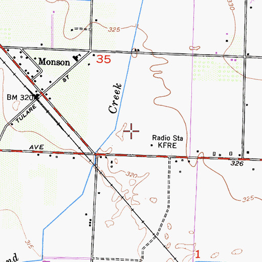 Topographic Map of KFRE-AM (Fresno), CA