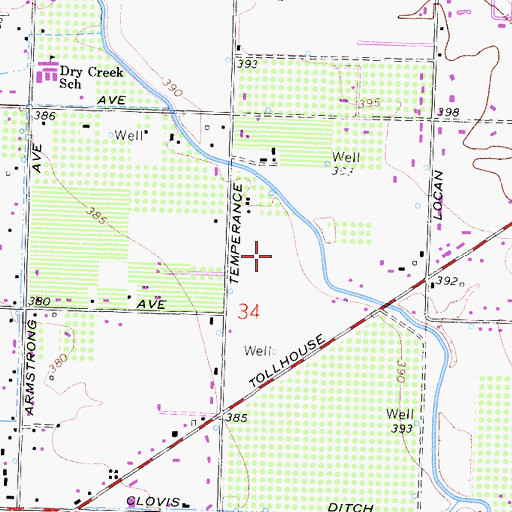 Topographic Map of KFNI-AM (Fresno), CA