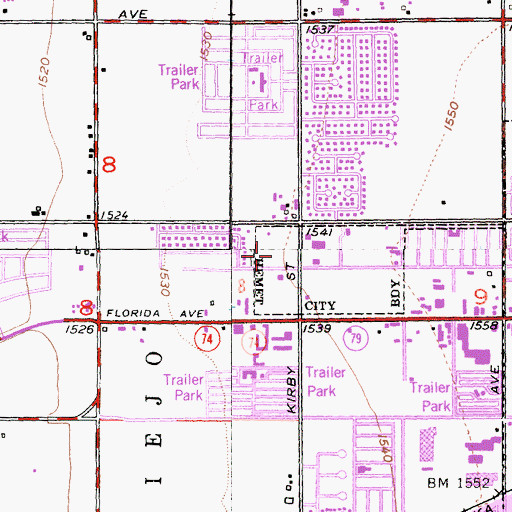 Topographic Map of KHSJ-AM (Hemet), CA