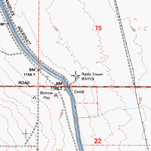 Topographic Map of KNYO-AM (Independence), CA