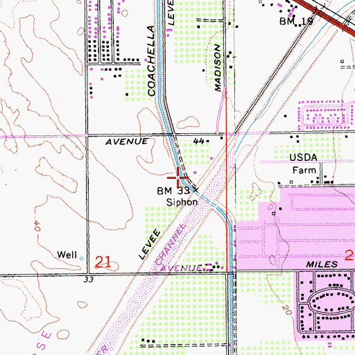 Topographic Map of KUNA-AM (Indio), CA