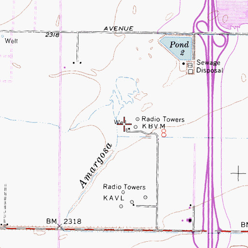 Topographic Map of KHJJ-AM (Lancaster), CA