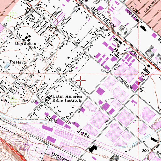 Topographic Map of KTNQ-AM (Los Angeles), CA