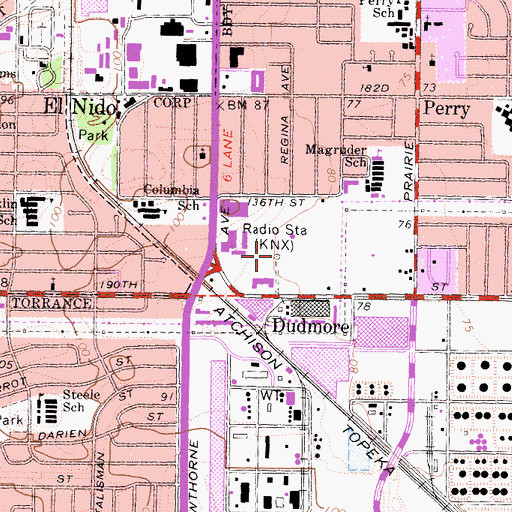 Topographic Map of KNX-AM (Los Angeles), CA