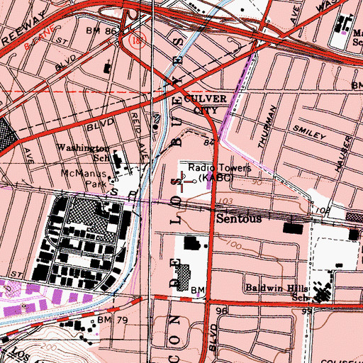 Topographic Map of KABC-AM (Los Angeles), CA