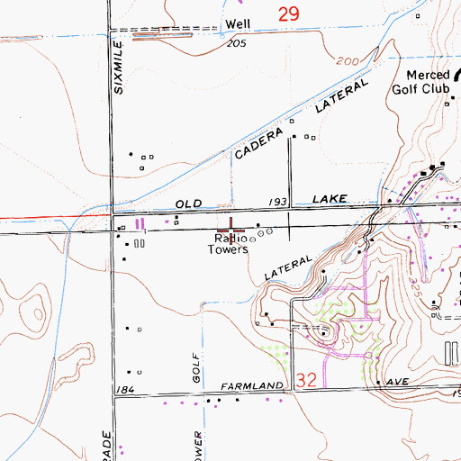 Topographic Map of KYOS-AM (Merced), CA