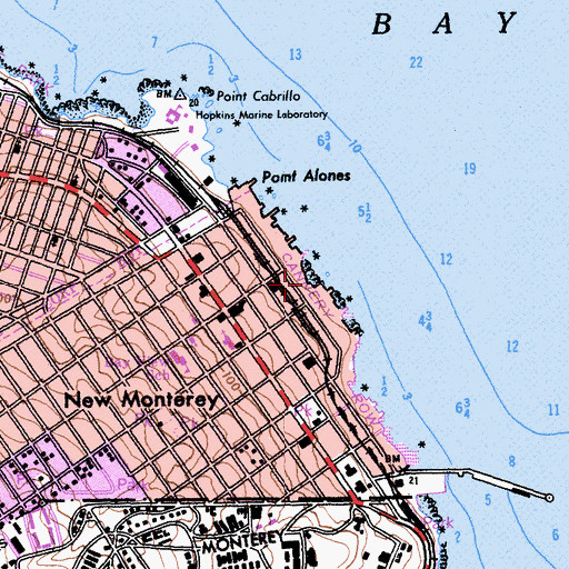 Topographic Map of KNRY-AM (Monterey), CA