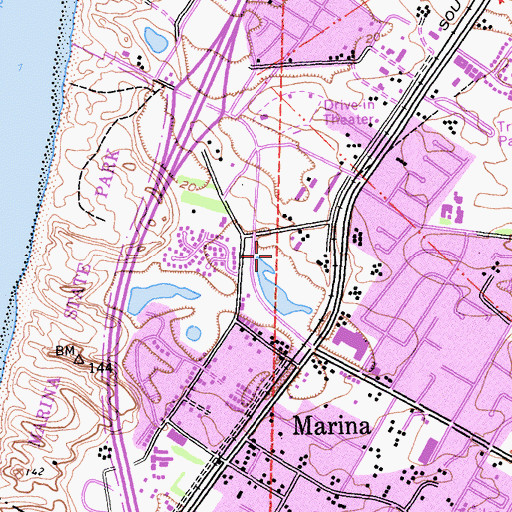 Topographic Map of KXDC-AM (Monterey), CA