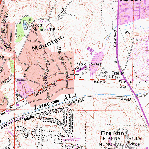 Topographic Map of KGMG-AM (Oceanside), CA