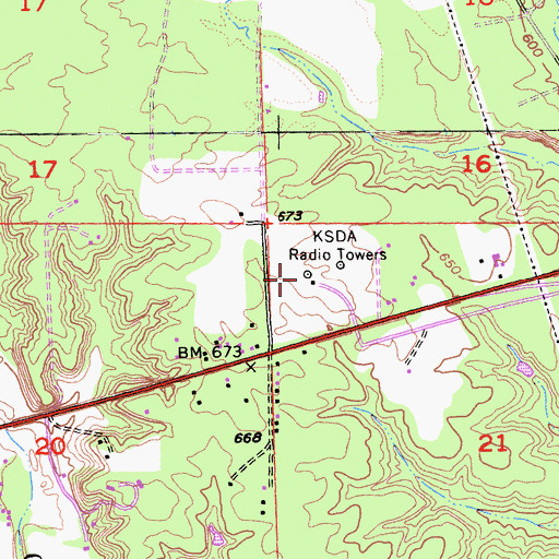 Topographic Map of KHTE-AM (Redding), CA