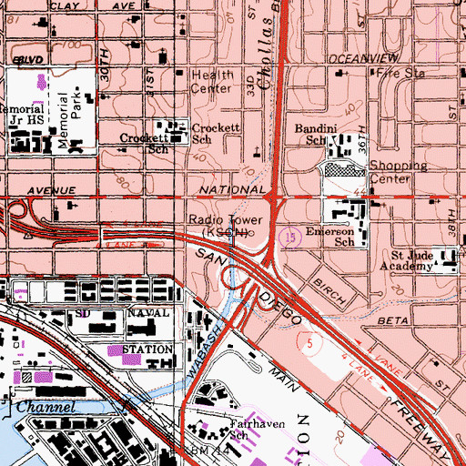 Topographic Map of KSON-AM (San Diego), CA