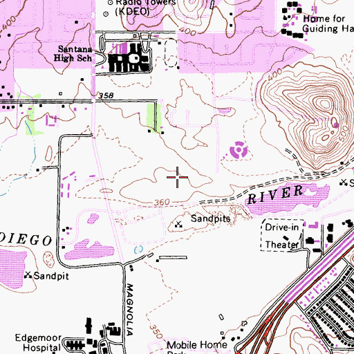 Topographic Map of KSDO-AM (San Diego), CA