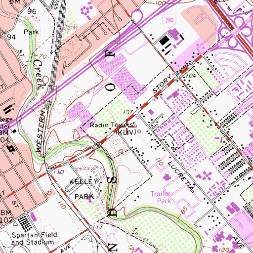 Topographic Map of KLIV-AM (San Jose), CA