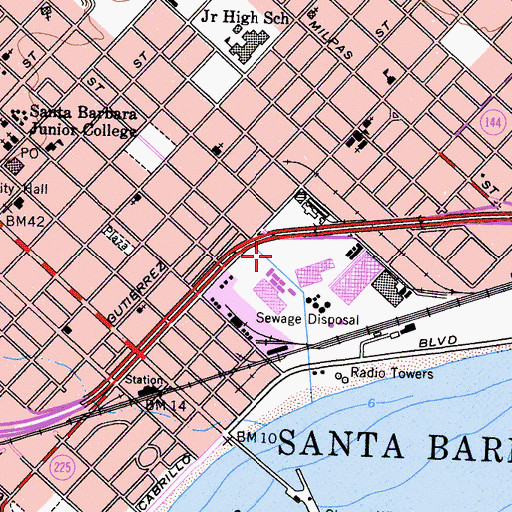 Topographic Map of KSPE-AM (Santa Barbara), CA