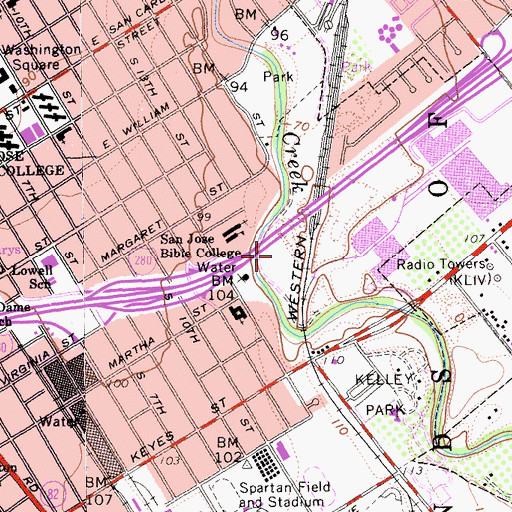 Topographic Map of KNTA-AM (Santa Clara), CA