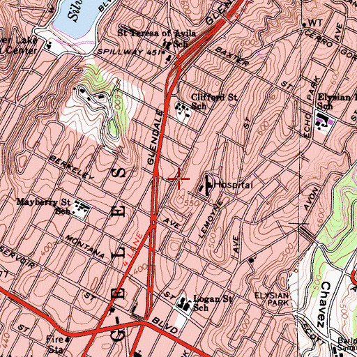 Topographic Map of KDAY-AM (Santa Monica), CA