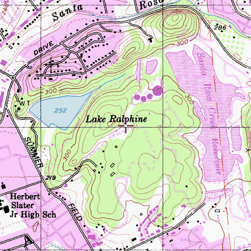 Topographic Map of KRVE-AM (Santa Rosa), CA