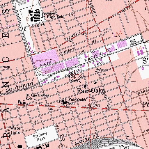 Topographic Map of KWG-AM (Stockton), CA