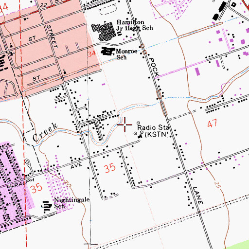 Topographic Map of KSTN-AM (Stockton), CA