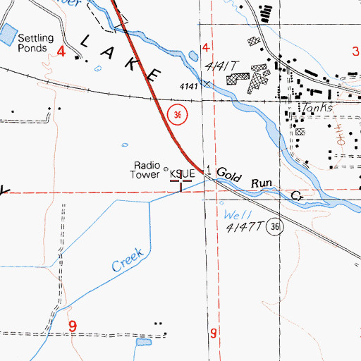 Topographic Map of KSUE-AM (Susanville), CA