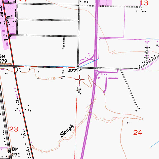 Topographic Map of KGEN-AM (Tulare), CA