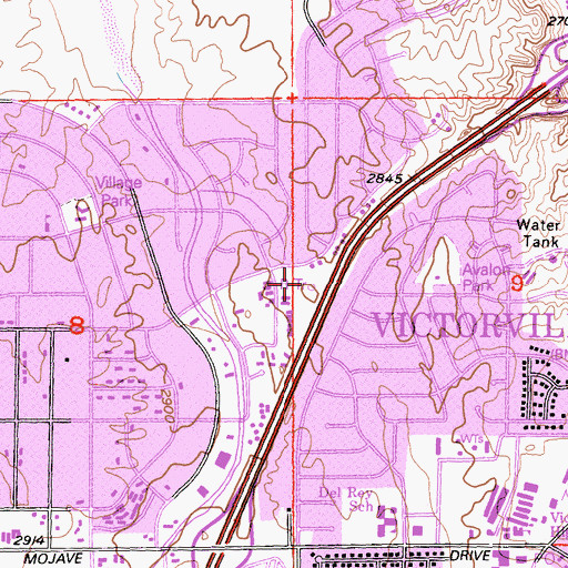 Topographic Map of KCIN-AM (Victorville), CA