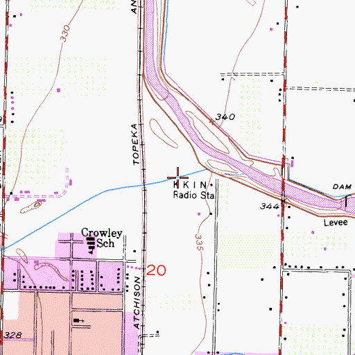 Topographic Map of KEYX-AM (Visalia), CA