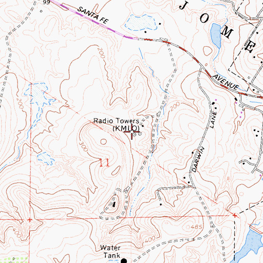 Topographic Map of KCEO-AM (Vista), CA