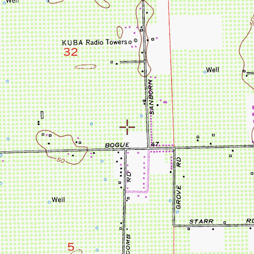 Topographic Map of KUBA-AM (Yuba City), CA