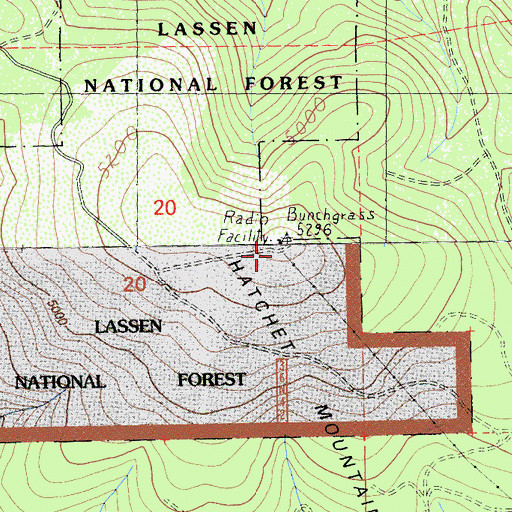 Topographic Map of KIBC-FM (Burney), CA