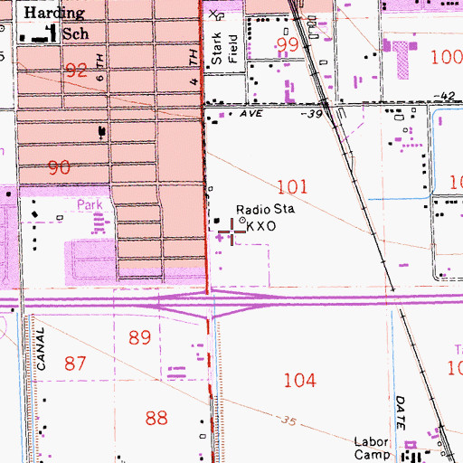 Topographic Map of KXO-FM (El Centro), CA