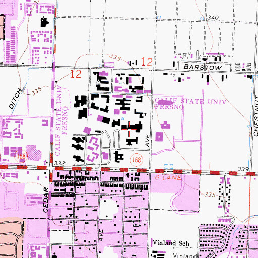 Topographic Map of KFSR-FM (Fresno), CA