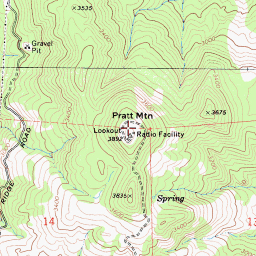 Topographic Map of KBEY-FM (Garberville), CA