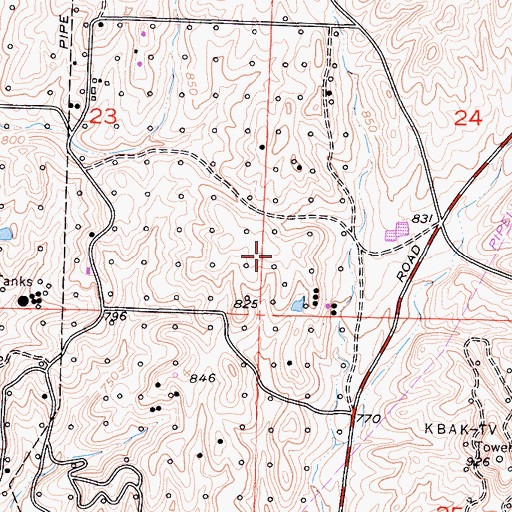 Topographic Map of KRAB-FM (Green Acres), CA