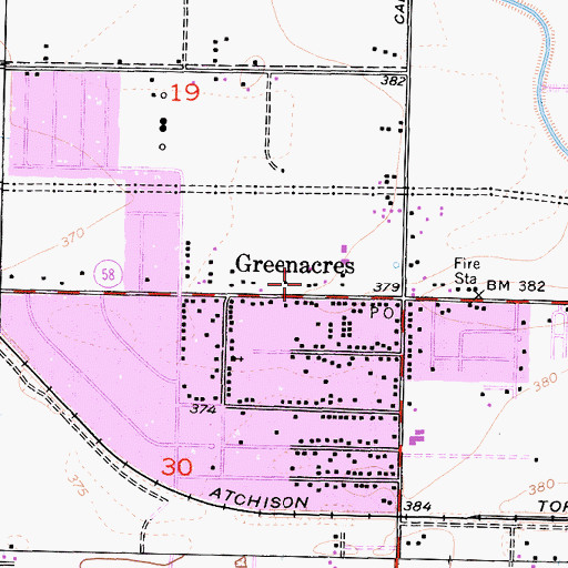 Topographic Map of KAXL-FM (Green Acres), CA