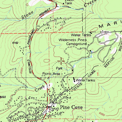 Topographic Map of KATY-FM (Idyllwild), CA