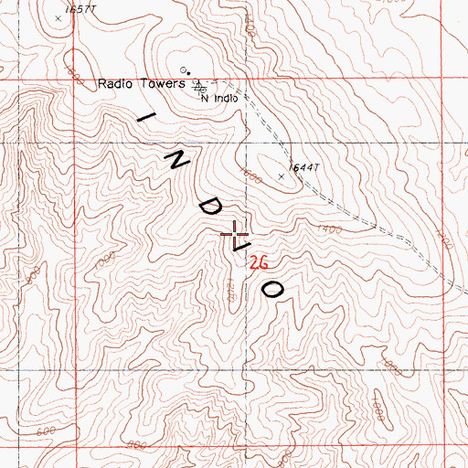 Topographic Map of KCMJ-FM (Indio), CA