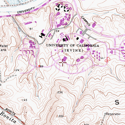 Topographic Map of KUCI-FM (Irvine), CA