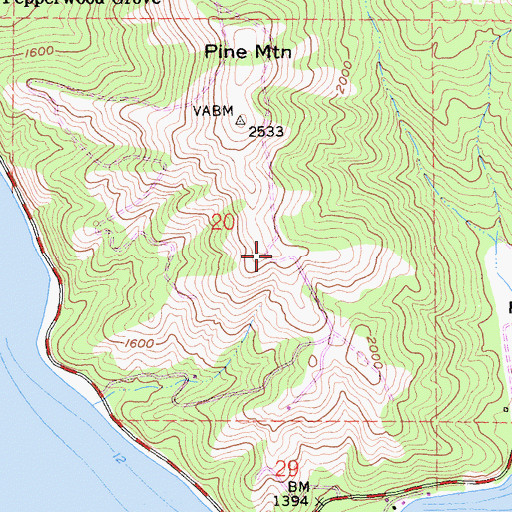 Topographic Map of KXBX-FM (Lakeport), CA