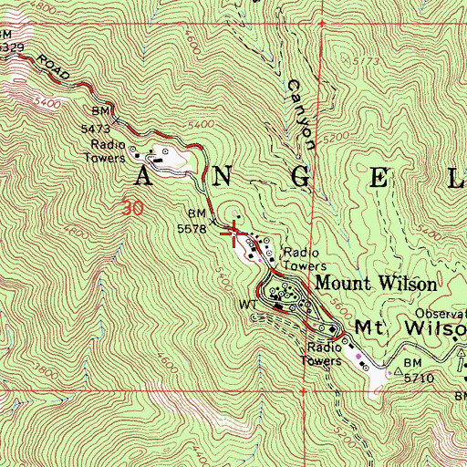 Topographic Map of KKGO-FM (Los Angeles), CA