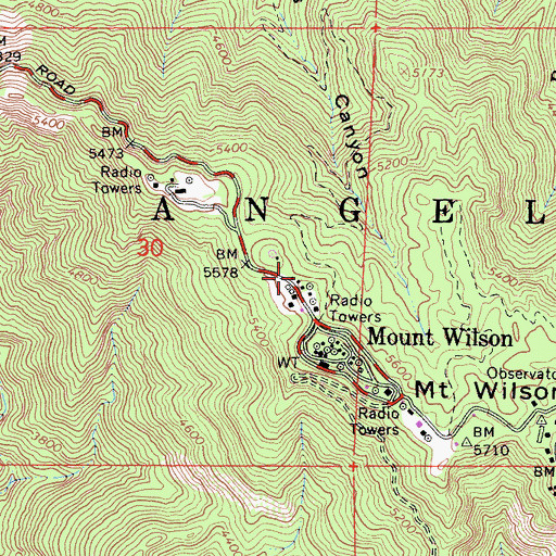 Topographic Map of KPFK-FM (Los Angeles), CA